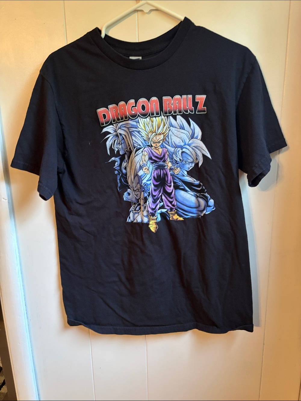 Gildan Black Tee with Red and Gold Dragon Ball Graphic